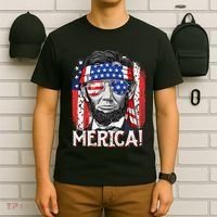 Lincoln 4th Of July Merica Abe American Flag T-Shirt thumb 6