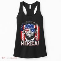 Lincoln 4th Of July Merica Abe American Flag Women's Tank Top thumb 0