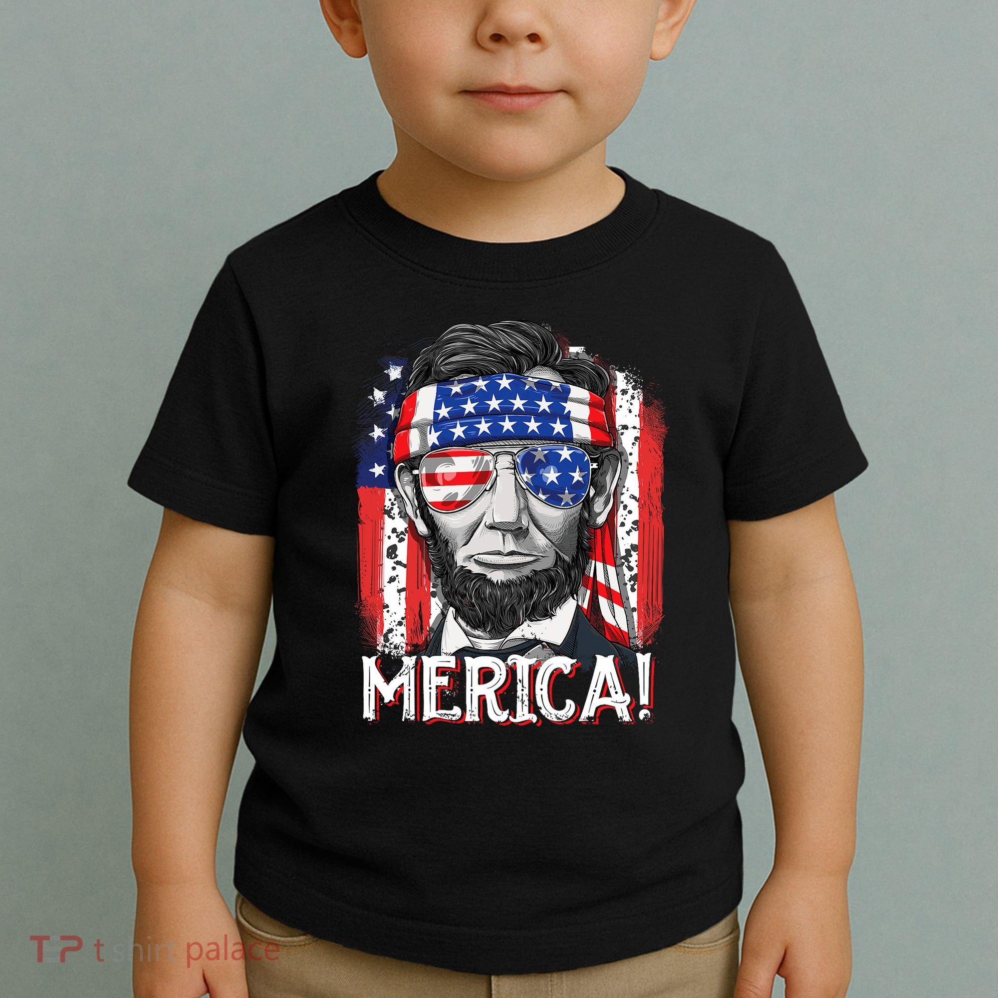 Lincoln 4th Of July Merica Abe American Flag Toddler T-Shirt