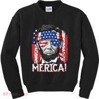 Lincoln 4th Of July Merica Abe American Flag Kids Sweatshirt thumb 0
