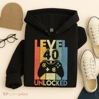 Level 40 Unlocked Awesome Video Game 40 Birthday Gift Hoodie thumb 4