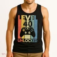 Level 40 Unlocked Awesome Video Game 40 Birthday Gift Tank Top thumb 3