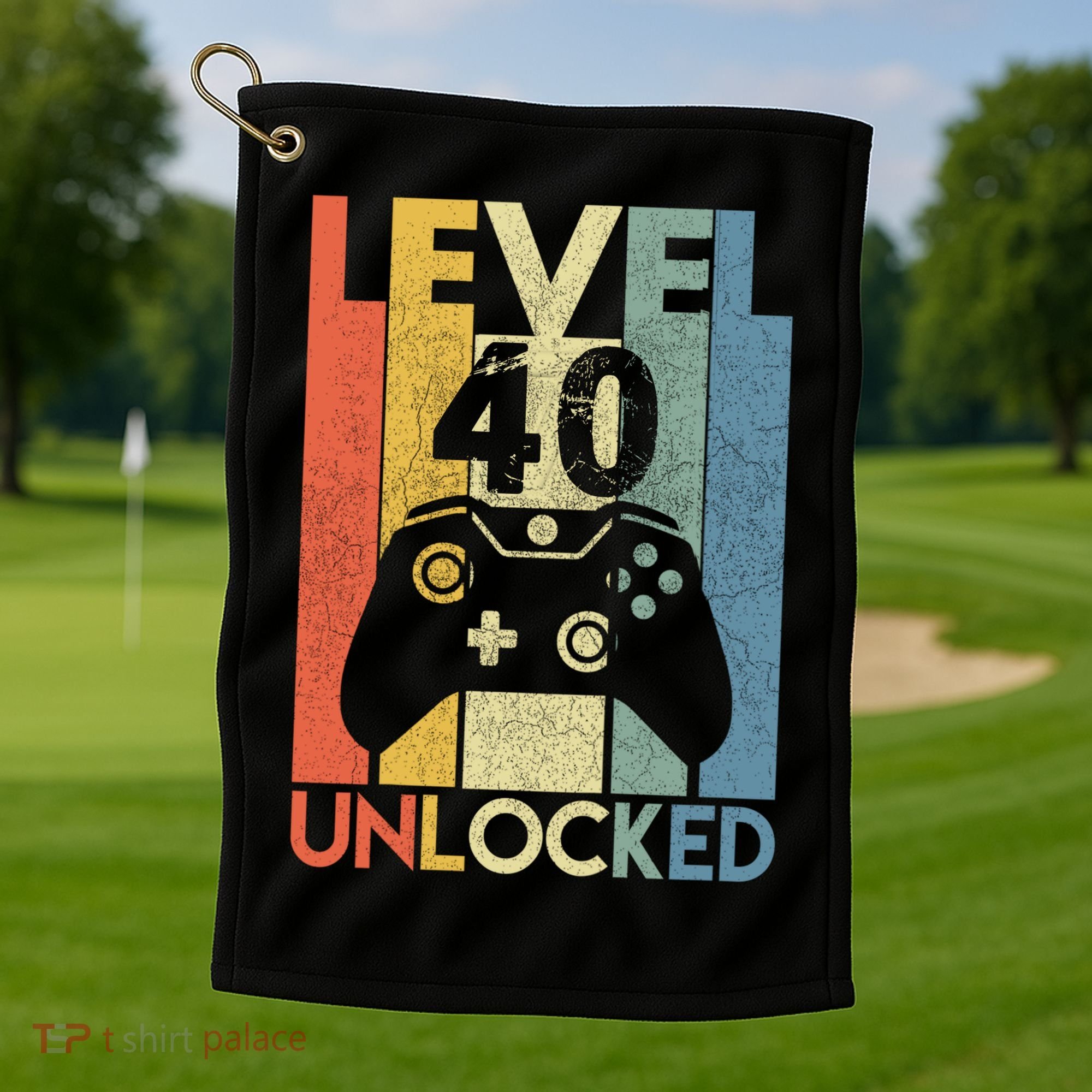 Level 40 Unlocked Awesome Video Game 40 Birthday Gift Golf Towel