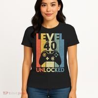 Level 40 Unlocked Awesome Video Game 40 Birthday Gift Women's T-Shirt thumb 4