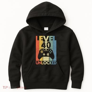 Level 40 Unlocked Awesome Video Game 40 Birthday Gift Kids Hoodie
