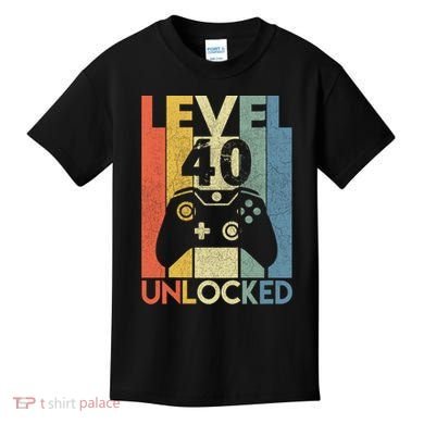 Level 40 Unlocked Awesome Video Game 40 Birthday Gift Kids T-Shirt