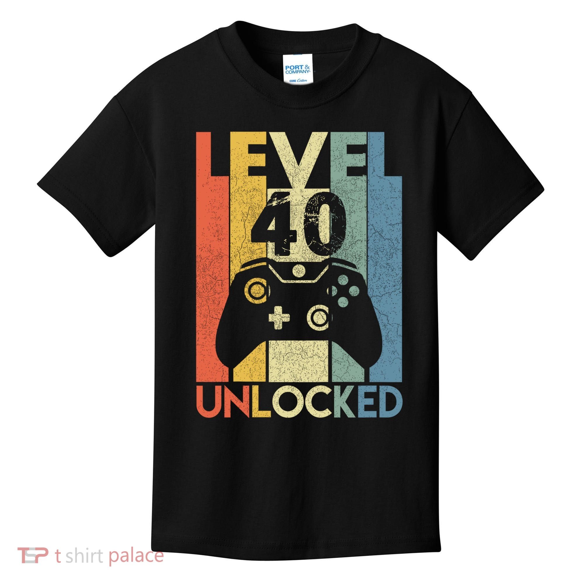 Level 40 Unlocked Awesome Video Game 40 Birthday Gift Kids T-Shirt