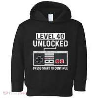Level 40 Unlocked Press Start To Continue Toddler Hoodie thumb 0