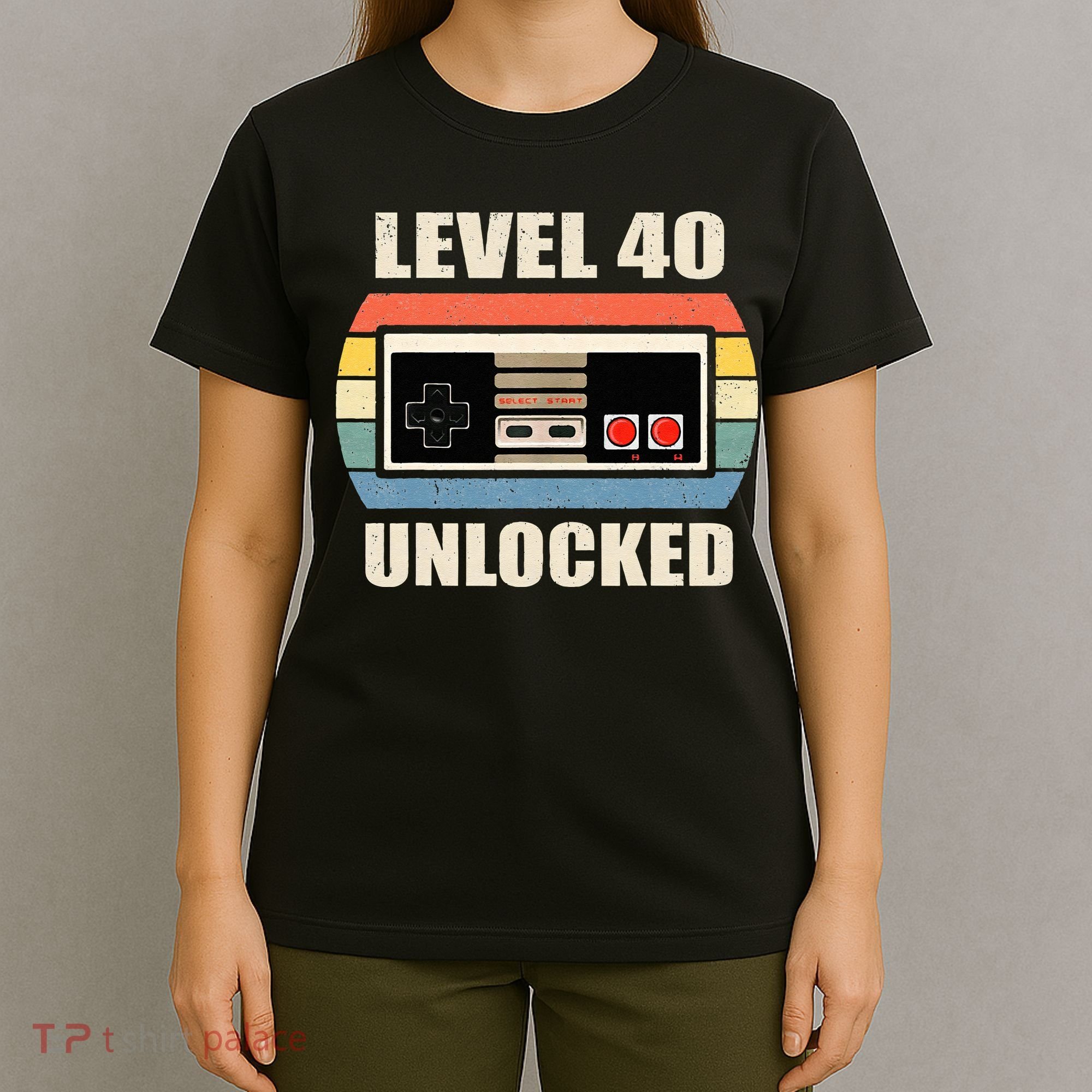 Level 40 Unlocked Video Gamer 40th Birthday Gifts Tea T-Shirt