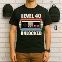 Level 40 Unlocked Video Gamer 40th Birthday Gifts Tea T-Shirt thumb 6