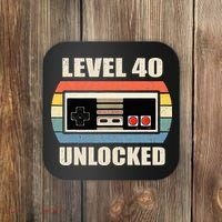 Level 40 Unlocked Video Gamer 40th Birthday Gifts Tea Coaster thumb 0