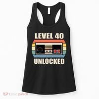 Level 40 Unlocked Video Gamer 40th Birthday Gifts Tea Women's Tank Top thumb 0
