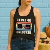 Level 40 Unlocked Video Gamer 40th Birthday Gifts Tea Women's Tank Top thumb 2