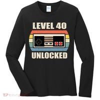 Level 40 Unlocked Video Gamer 40th Birthday Gifts Tea Women's Long Sleeve Shirt thumb 0
