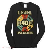 Level 40 Unlocked T Funny Video Gamer 40th Birthday Long Sleeve Shirt thumb 0