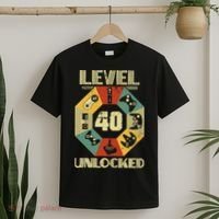 Level 40 Unlocked T Funny Video Gamer 40th Birthday T-Shirt thumb 2