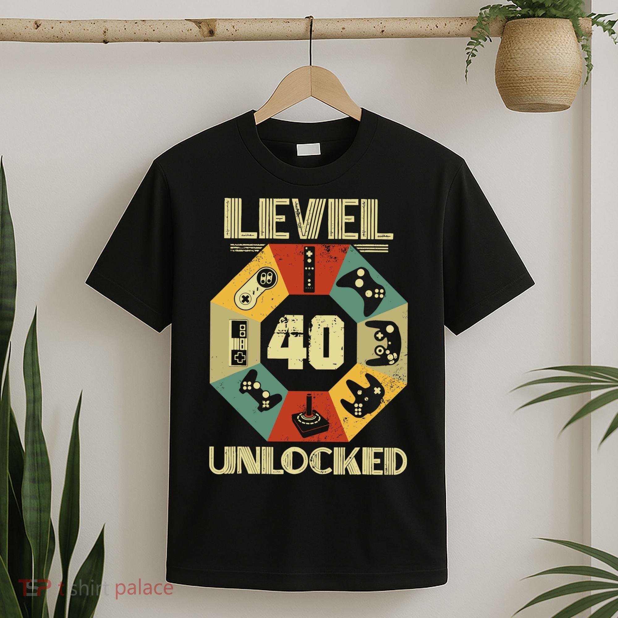 Level 40 Unlocked T Funny Video Gamer 40th Birthday T-Shirt