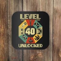 Level 40 Unlocked T Funny Video Gamer 40th Birthday Coaster thumb 0