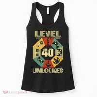 Level 40 Unlocked T Funny Video Gamer 40th Birthday Women's Tank Top thumb 0