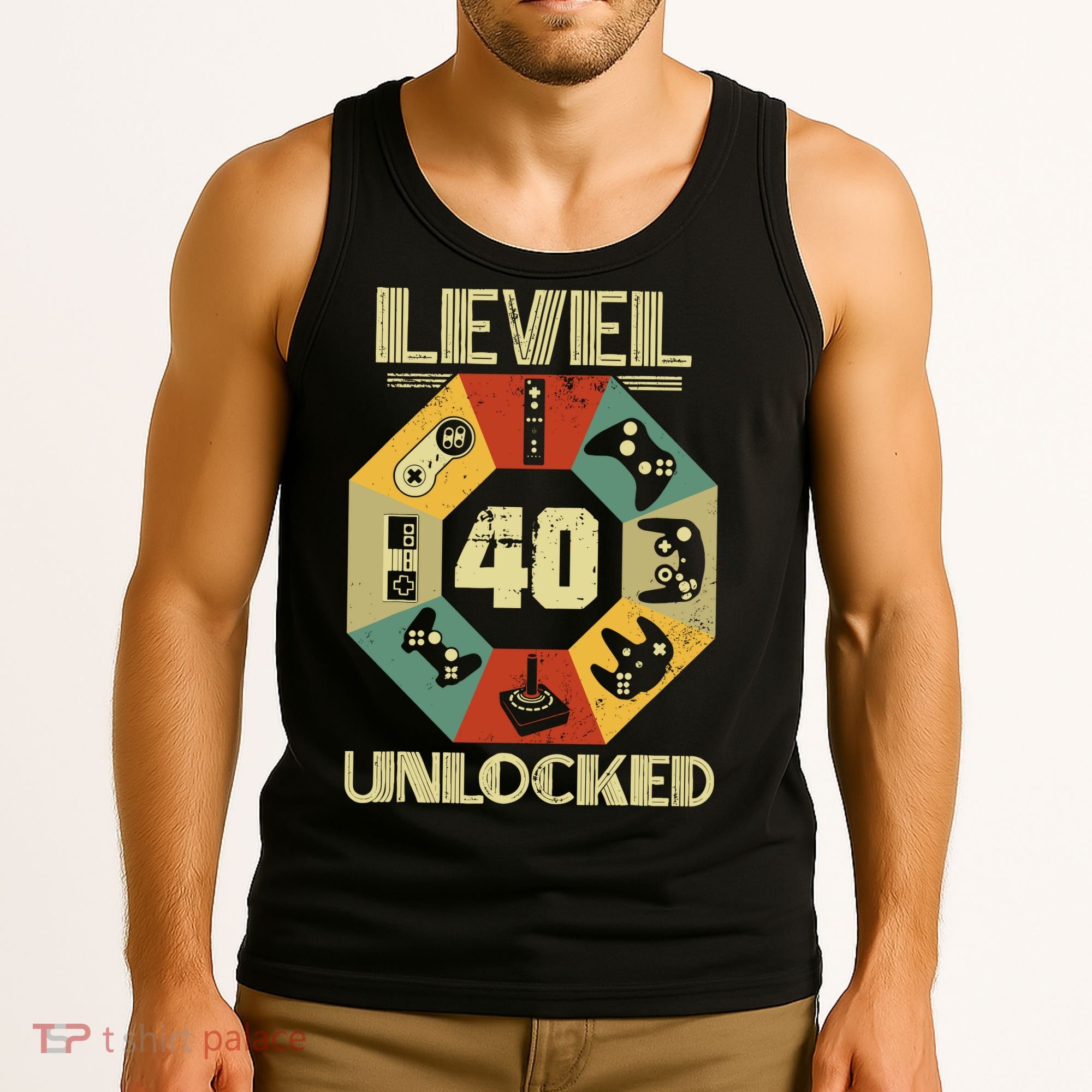 Level 40 Unlocked T Funny Video Gamer 40th Birthday Tank Top