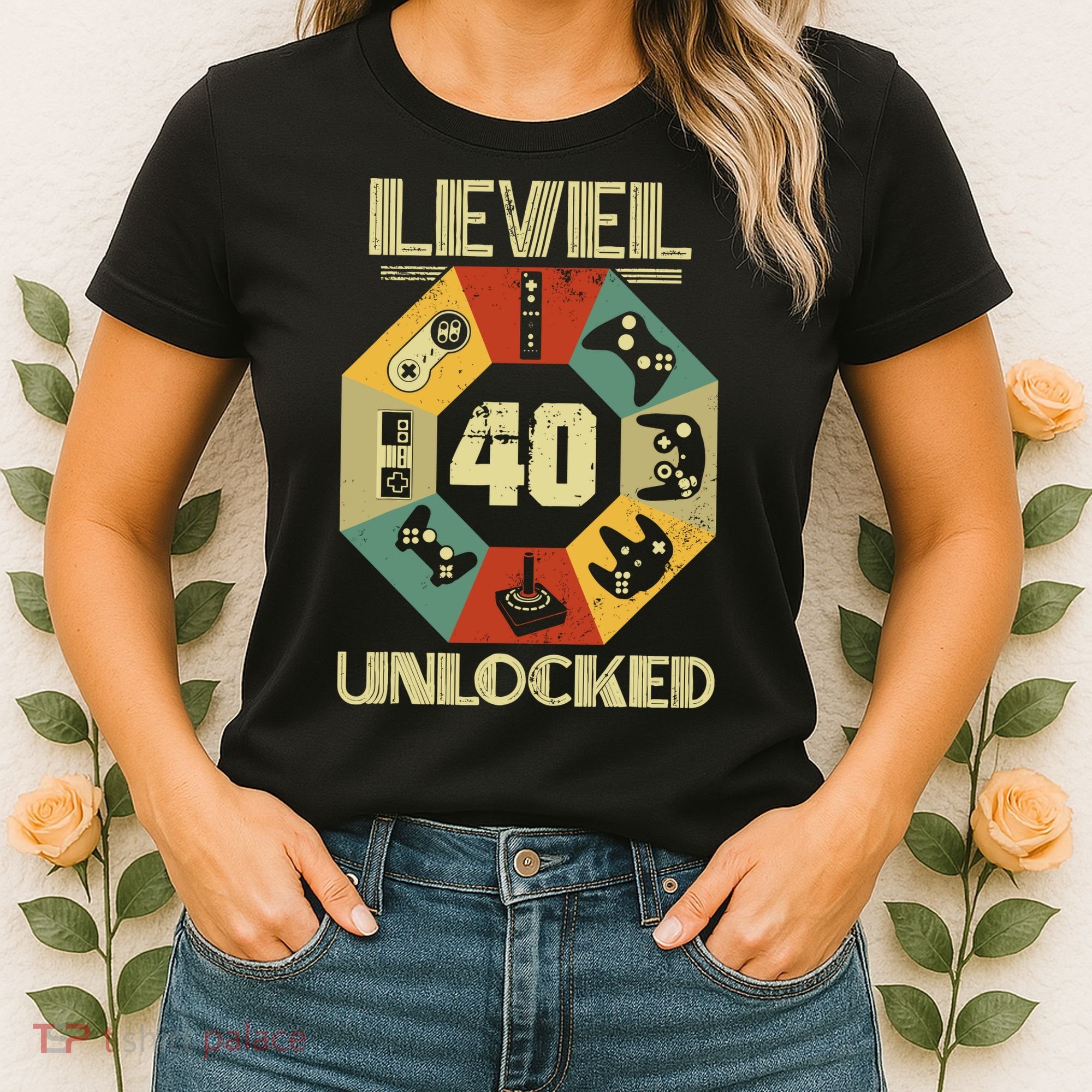 Level 40 Unlocked T Funny Video Gamer 40th Birthday Women's T-Shirt