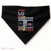 Level 40 Unlocked Gamer 40th Birthday Gift Video Game Lovers USA-Made Doggie Bandana thumb 0