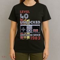 Level 40 Unlocked Gamer 40th Birthday Gift Video Game Lovers T-Shirt thumb 4