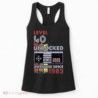 Level 40 Unlocked Gamer 40th Birthday Gift Video Game Lovers Women's Tank Top thumb 0