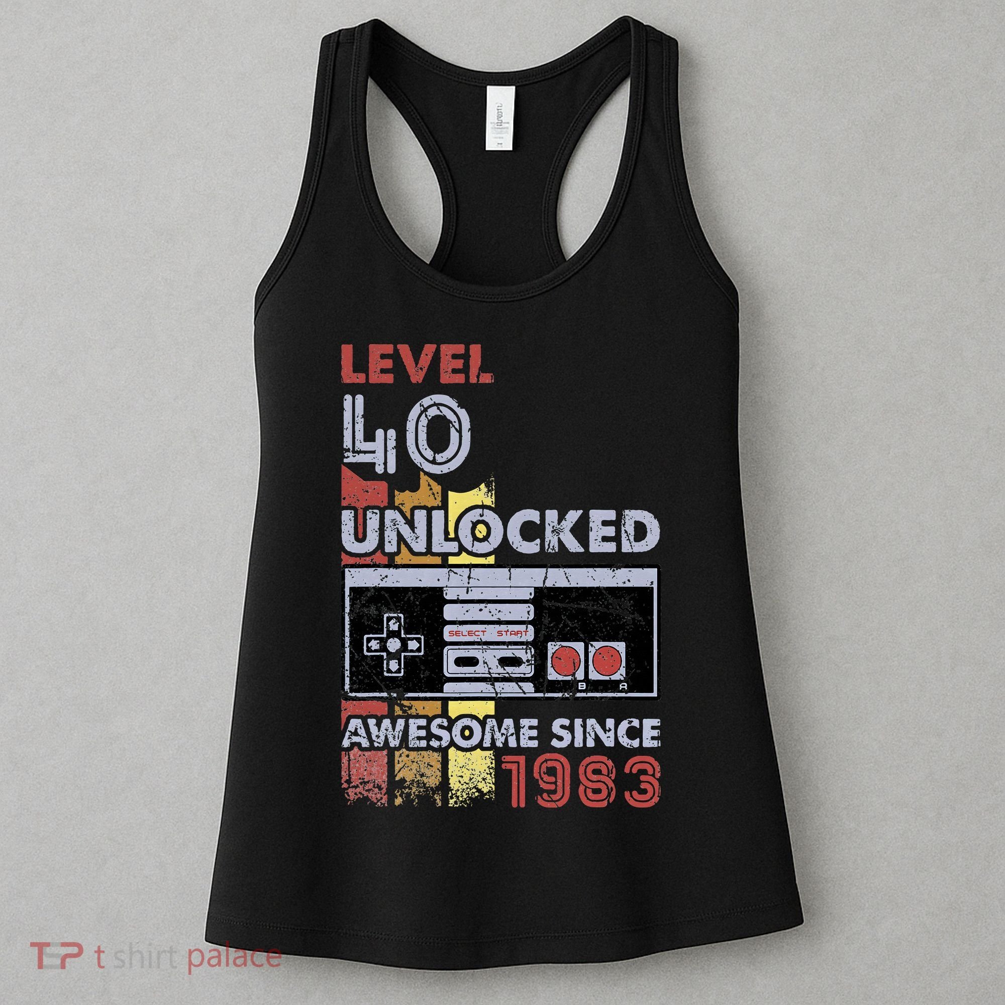 Level 40 Unlocked Gamer 40th Birthday Gift Video Game Lovers Women's Tank Top