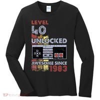 Level 40 Unlocked Gamer 40th Birthday Gift Video Game Lovers Women's Long Sleeve Shirt thumb 0