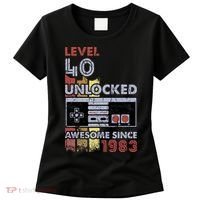 Level 40 Unlocked Gamer 40th Birthday Gift Video Game Lovers Women's T-Shirt thumb 0