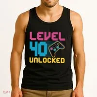 Level 40 Unlocked Gaming Birthday Tank Top thumb 3