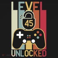Level 45 Unlocked Birthday Gift Vintage Retro T-Shirt thumb 7