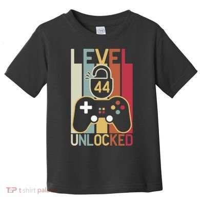 Level 44 Unlocked Birthday Gift Vintage Retro Toddler T-Shirt