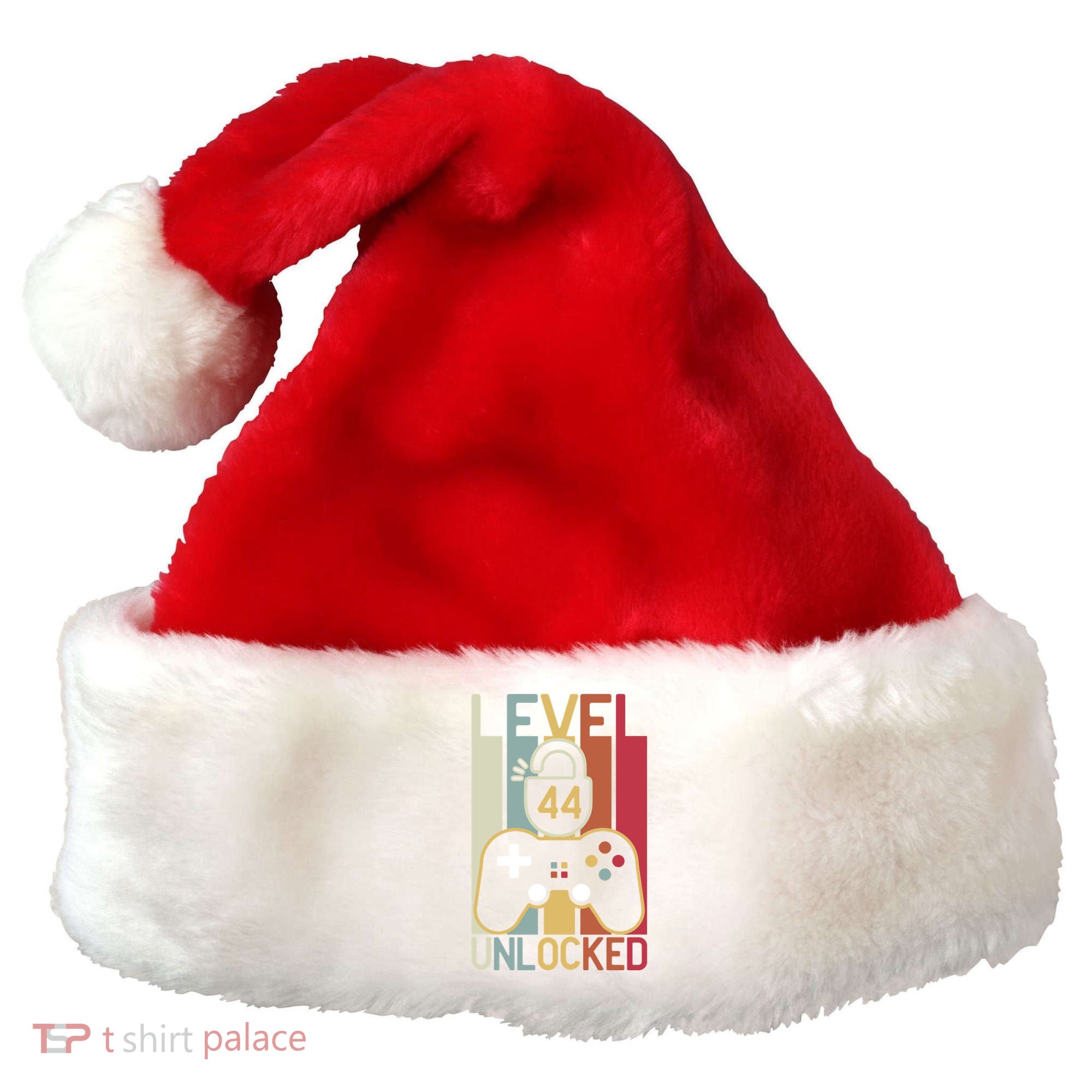 Level 44 Unlocked Birthday Gift Vintage Retro Santa Hat