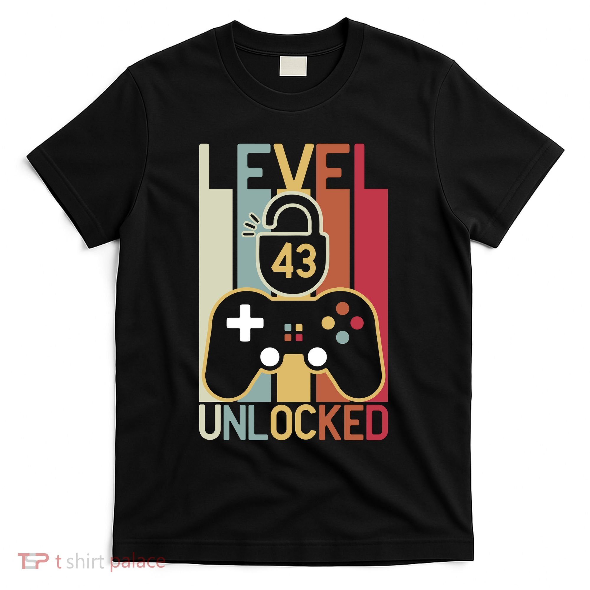 Level 43 Unlocked Birthday Gift Vintage Retro T-Shirt