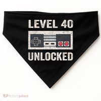 Level 40 Unlocked Video Gamer 40th Birthday Gift USA-Made Doggie Bandana thumb 0