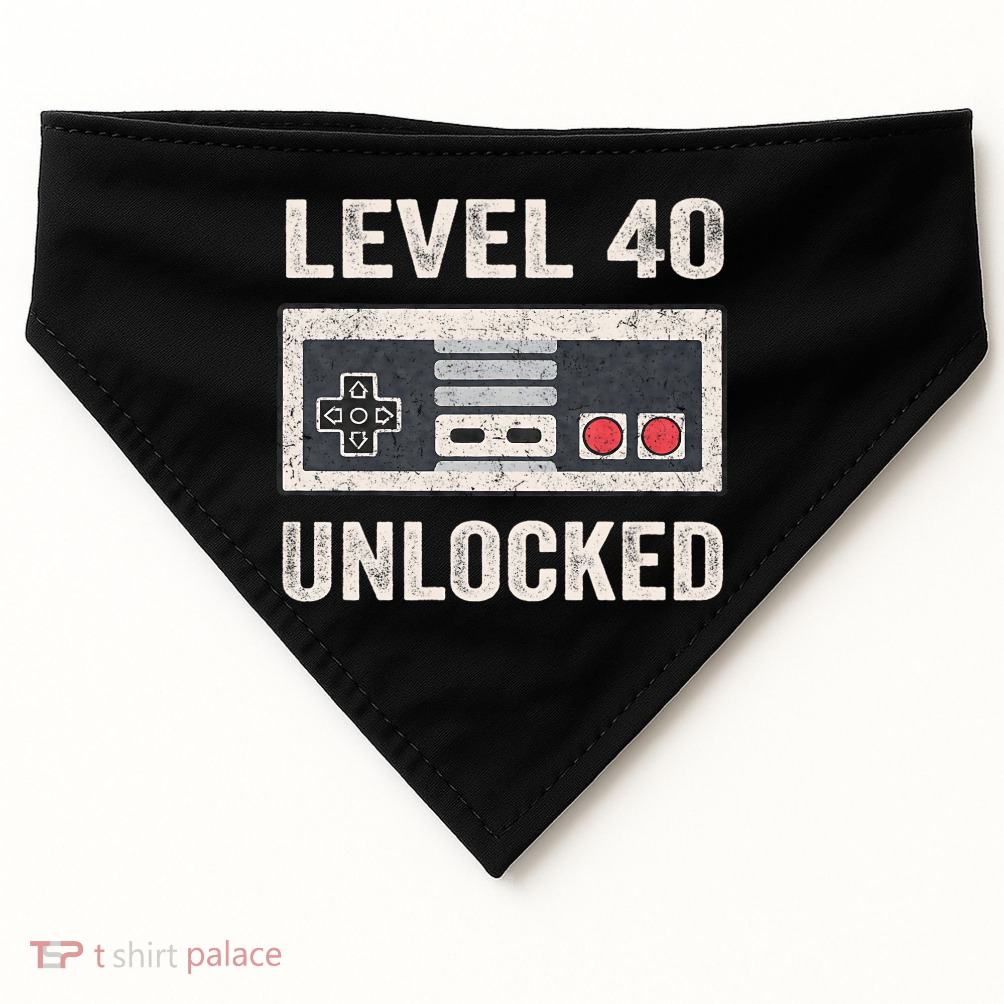 Level 40 Unlocked Video Gamer 40th Birthday Gift USA-Made Doggie Bandana