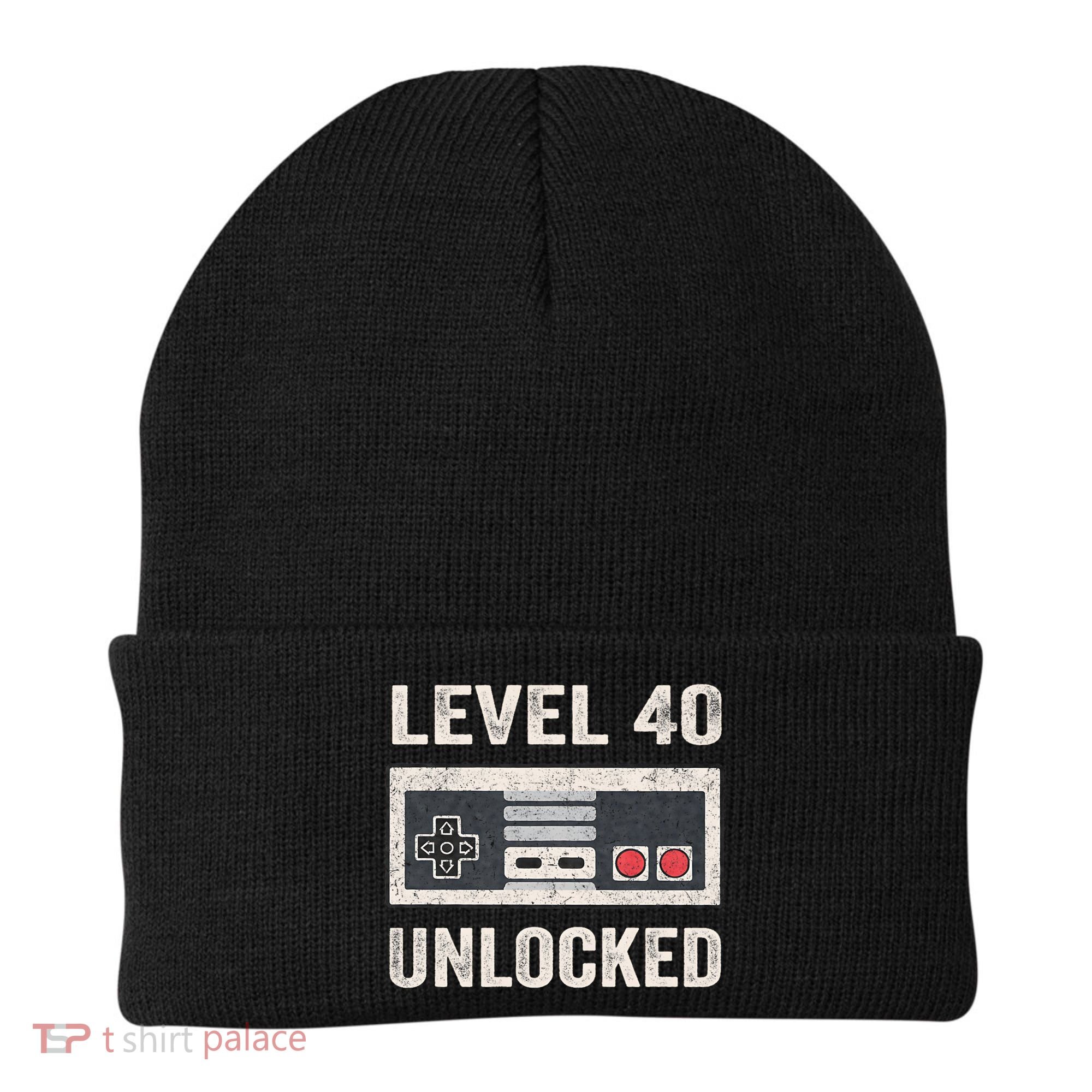 Level 40 Unlocked Video Gamer 40th Birthday Gift Beanie