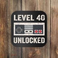 Level 40 Unlocked Video Gamer 40th Birthday Gift Coaster thumb 0