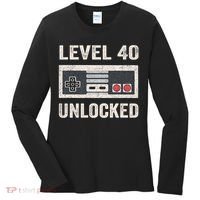 Level 40 Unlocked Video Gamer 40th Birthday Gift Women's Long Sleeve Shirt thumb 0