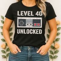 Level 40 Unlocked Video Gamer 40th Birthday Gift Women's T-Shirt thumb 2