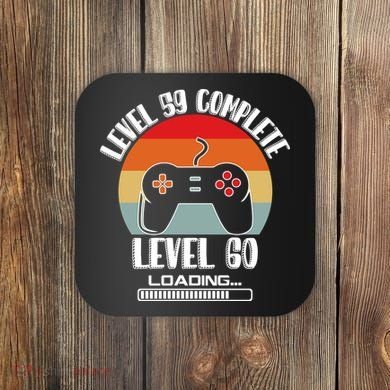 Level 59 Complete Level 60 Loading Vintage Birthday Video Game Coaster