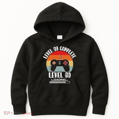 Level 59 Complete Level 60 Loading Vintage Birthday Video Game Kids Hoodie