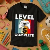 Level 5 Complete 5th Year Wedding Anniversary Gift For Him Kids T-Shirt thumb 3