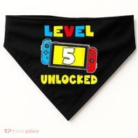 Level 5 Unlocked 5th Birthday Shirt Video Game 5 Year Old USA-Made Doggie Bandana thumb 0