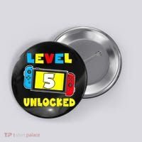 Level 5 Unlocked 5th Birthday Shirt Video Game 5 Year Old Button thumb 0