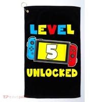Level 5 Unlocked 5th Birthday Shirt Video Game 5 Year Old Golf Towel thumb 0