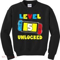 Level 5 Unlocked 5th Birthday Shirt Video Game 5 Year Old Kids Sweatshirt thumb 0