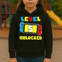 Level 5 Unlocked 5th Birthday Shirt Video Game 5 Year Old Kids Hoodie thumb 3